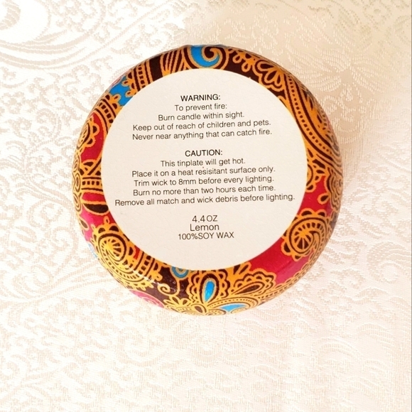 Soy candle 100% soy wax lemon scented tin gift‎ present boho - Picture 3 of 7